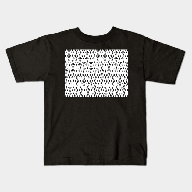 Scissors Pattern Black Kids T-Shirt by XOOXOO